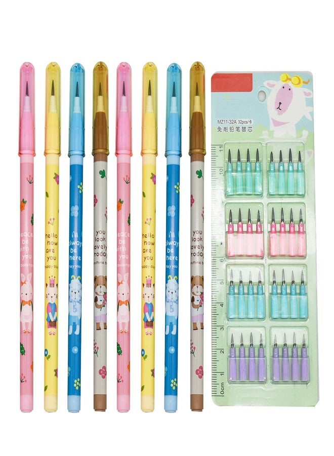 Lopenle Stacking Pencils Rabbit Pencil Novelty Bunny Cats Stackable Pencils Animal Pencil 12 Pieces With 64 Extra Refills For School Office - Image 1